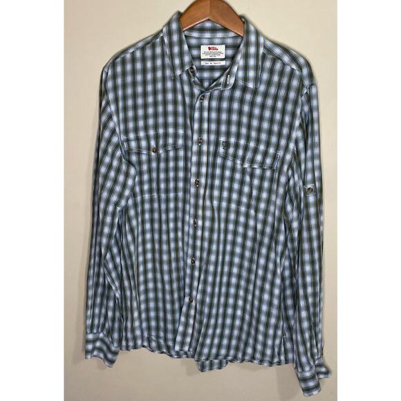 Fjallraven Mens Plaid Shirt XL Regular Lyocell Button Long Sleeve Outdoor Pocket - Picture 1 of 12